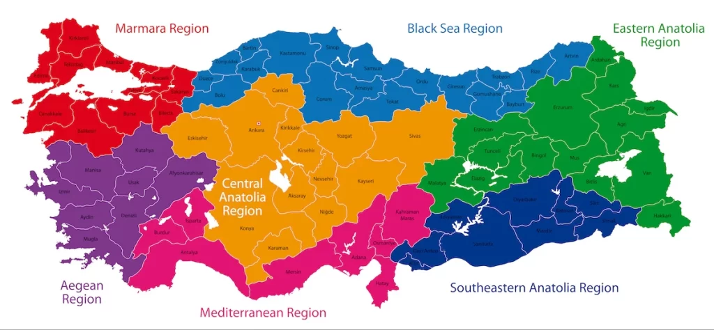 خريطة مدن تركيا توضح أهم المدن السياحية ومواقعها على الخريطة