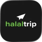 أيقونة تطبيق HalalTrip لمساعدة المسافرين في العثور على المطاعم الحلال والمساجد أثناء السفر