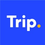 شعار تطبيق Trip.com لحجز الفنادق والطيران بأفضل الأسعار
