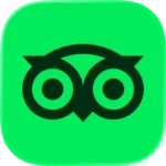 شعار تطبيق Tripadvisor لتقييم الأنشطة السياحية واكتشاف أفضل الأماكن أثناء السفر